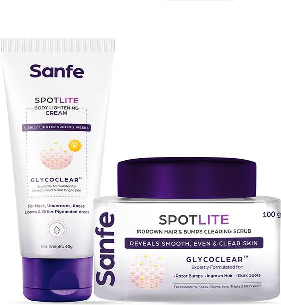 Sanfe Spotlite Brightening & Exfoliating Kit|For Dark Patches, Detanning & Skin Tightening