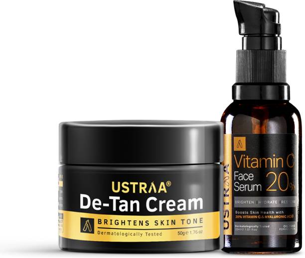 USTRAA De tan Face Cream For Men-50g & Vitamin C Face Serum -30ml
