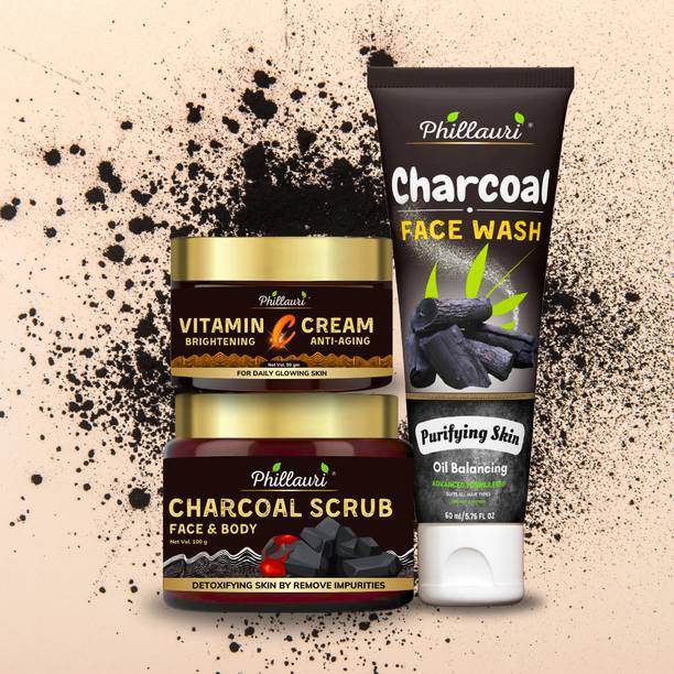 Phillauri Charcoal Skin Care Combo Normal To Dry Skin Serum Skin Brightening