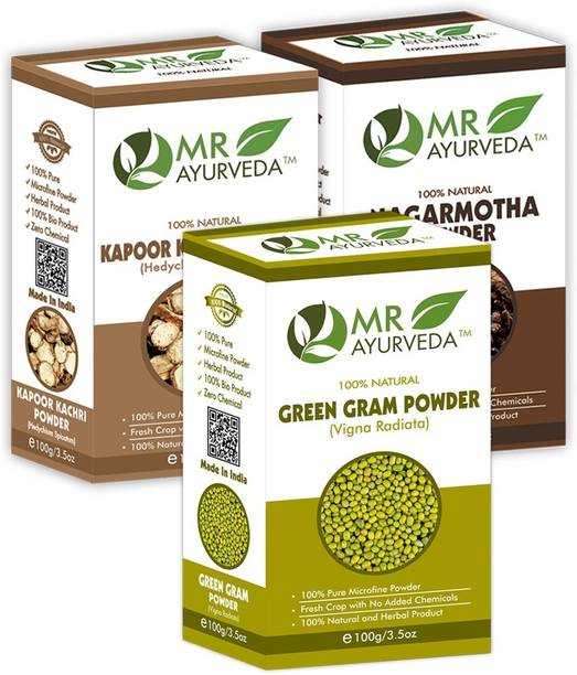 MR Ayurveda Green Gram Powder, Kapoor Kachri Powder & Nagarmotha Powder