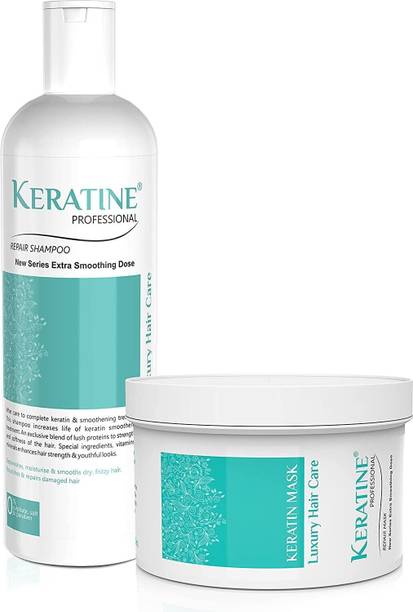 KERATINE PROFESSIONAL Keratin + Smoothing Sulphate Free Shampoo & Luxury Hair Mask (Combo Pack)