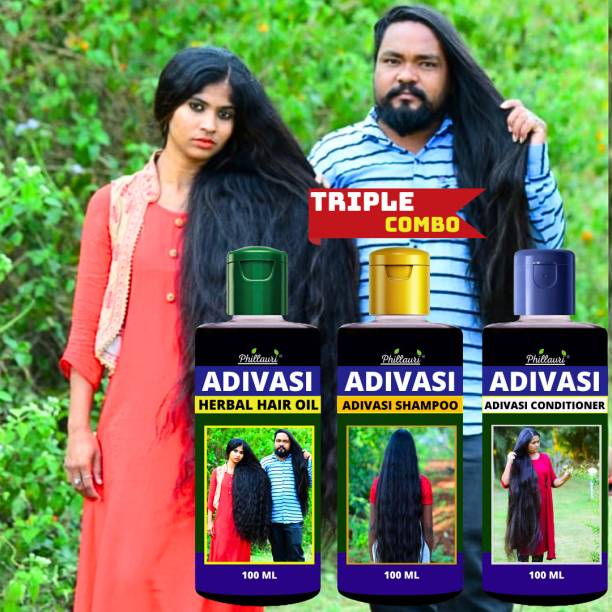 Phillauri Adivasi Hair oil, Shampoo & Conditioner Combo Kit for Strength hair & Growth of hair