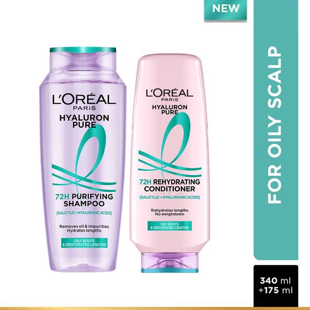 L'Oréal Paris Hyaluron Pure Shampoo & Conditioner Combo For Oily Scalp & Dry Hair 340ml+175ml