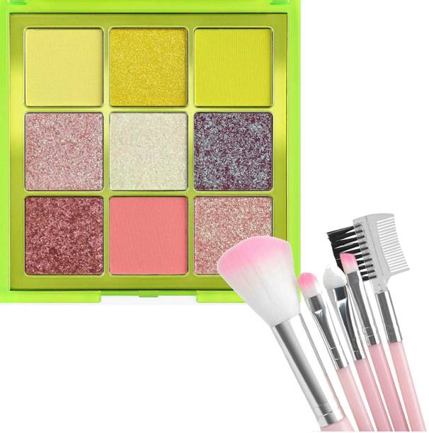 LOVE HUDA Professional Eye Makeup 9 Color Eye shadow Palette Ingredients With Silky Shine Color With Brush