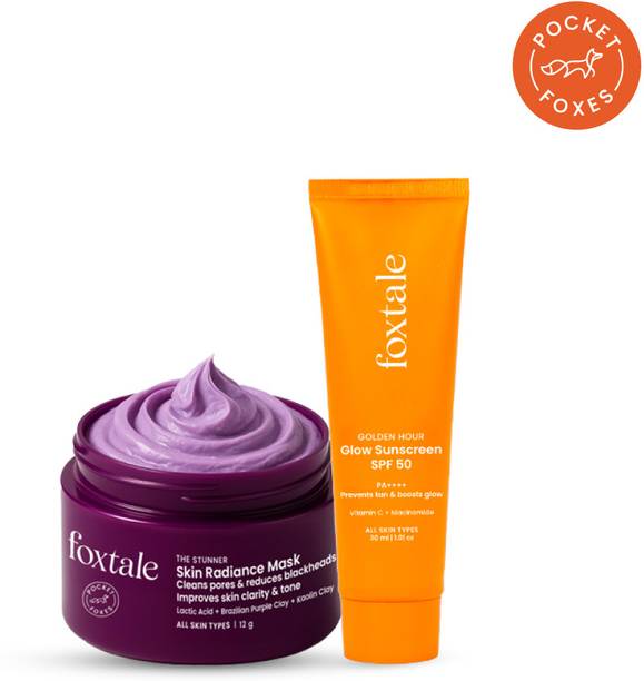 Foxtale De-tan & Shield Duo | Skin Radiance Mask 12g + Glow Sunscreen SPF 50 30m