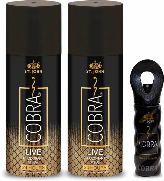 ST-JOHN Cobra Deo Live (150 Ml Pack of 2) Deodorant Body Spray and Perfume 15ml