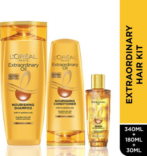 L'Oréal Paris Extraordinary Oil Shampoo (340 ml) + Conditioner (180 ml) + Serum (30 ml)