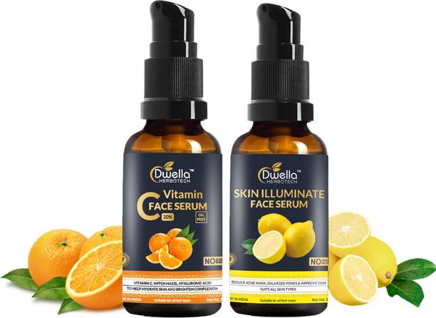 DWELLA HERBOTECH Vitamin C Face Serum & Skin illuminate Face Serum for skin Whitening(30ml+30ml)