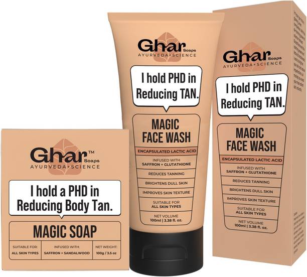 GHAR SOAPS Detan Magic Combo - Magic Soap & Magic Facewash