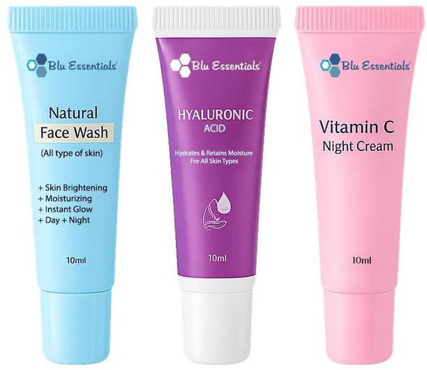 Blu Essentials Miniature Trial Kit | Mini Korean Glass Skincare For Travel | Women & Men | For All Skin Types