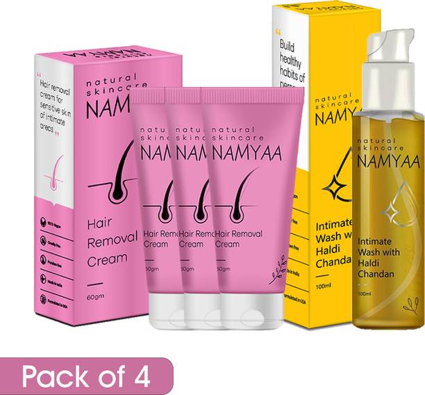 Namyaa Intimate Hygiene Care Set-Hair Removing Cream180gm & Haldi Chandan Hygiene Wash 100ml