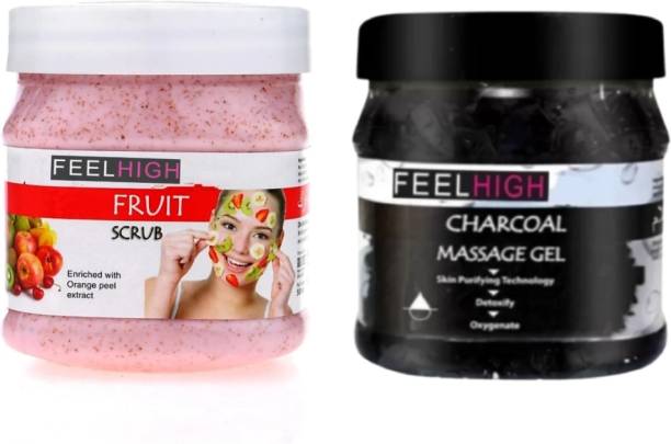 feelhigh Face & Body Fruit Scrub & Charcoal massage Gel -Skin care Products Price in India