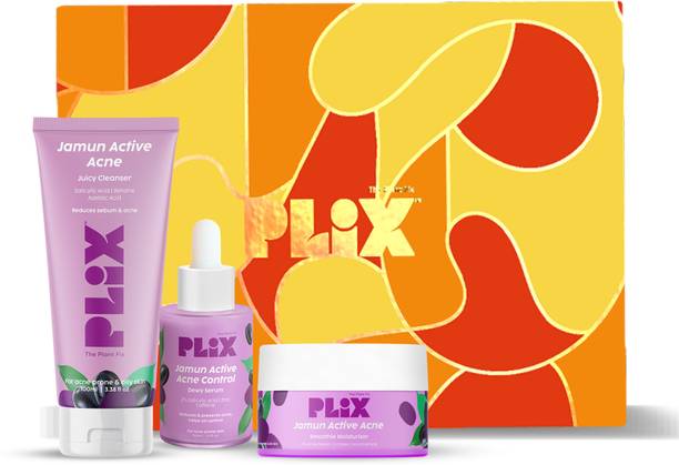 द प्लांट फिक्स प्लिक्स Jamun Skin Care Gift Box for Reducing Active Acne Cleanser, Serum & Moisturizer