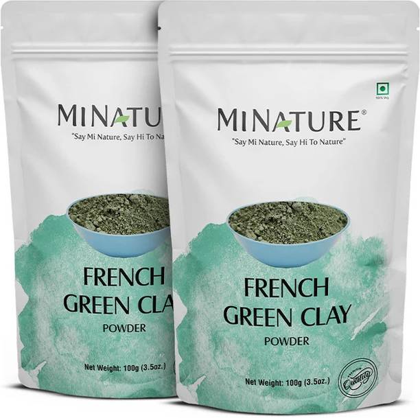 mi nature Pack of 2 French Green Clay Powder| (Montmorillonite for Skin Care| (100gm Each)