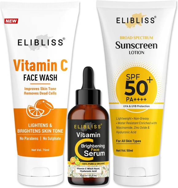 ELIBLISS Skincare Combo Complete Skincare Set for Skin Brightening, Protection & Hydration
