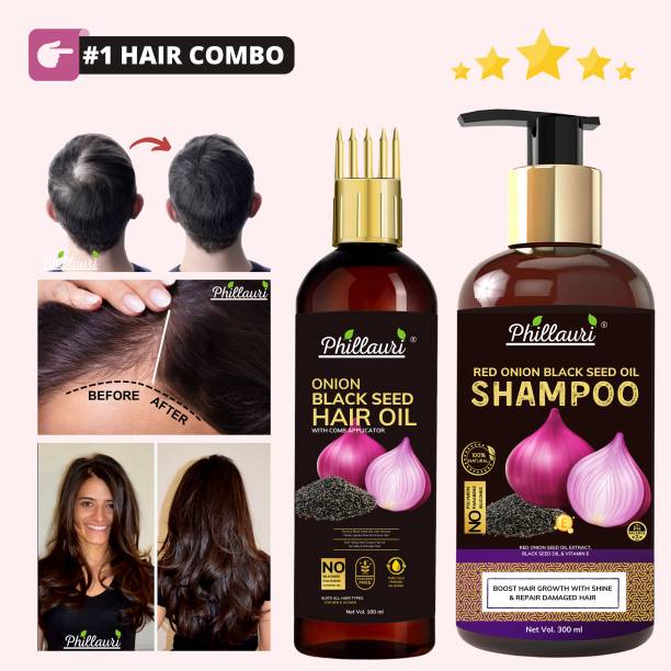 Phillauri Red Onion Shampoo + Red Onion Hair Growth Oil For Hair Fall Control Combo