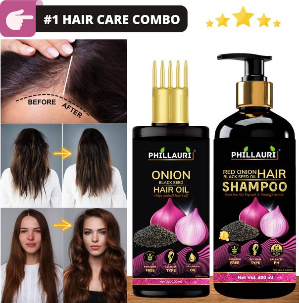 Phillauri Red Onion Black Seed Oil Ultimate Hair Care Kit for Hair Fall Control (Shampoo + Hair Oil)