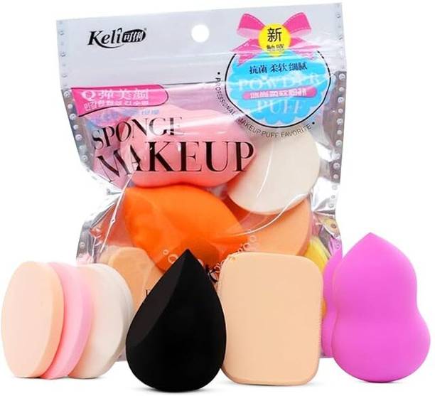 ANSHAURA Soft Multi-Shape Makeup Sponge Puff Set for Smooth, Easy Blending (6 Pcs)