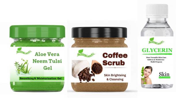 Activeland cofee scrub Alovera gel and glycerine for skin 100ml each