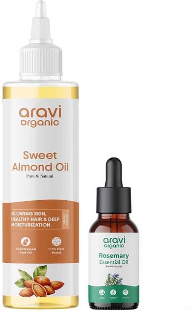 Aravi Organic 100% Pure Cold Pressed Almond Oil & Rosem...