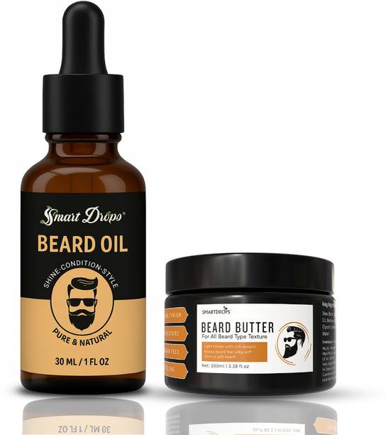 smartdrops Beard Oil and Beard Butter Combo Set for Men Grooming Conditioning and Styling