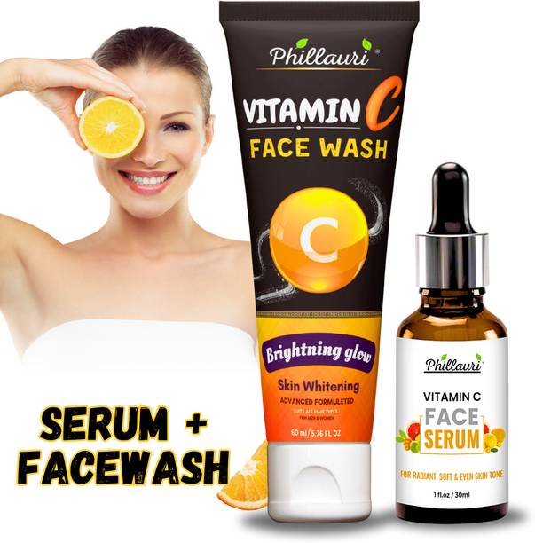 Phillauri Vitamin C Face Serum 30ml with Vitamin C Facewash 60ml for skin care