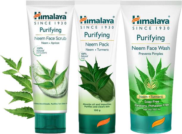 HIMALAYA PURIFYING NEEM FACE WASH 150ML + FACE SCRUB 100G + FACE PACK 100G
