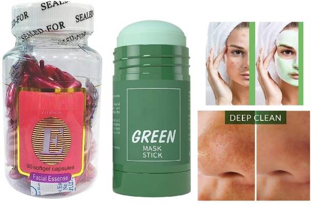 Libline Capsule For Face Pimple & Green Tea Facial Detox Mud Mask Price in India