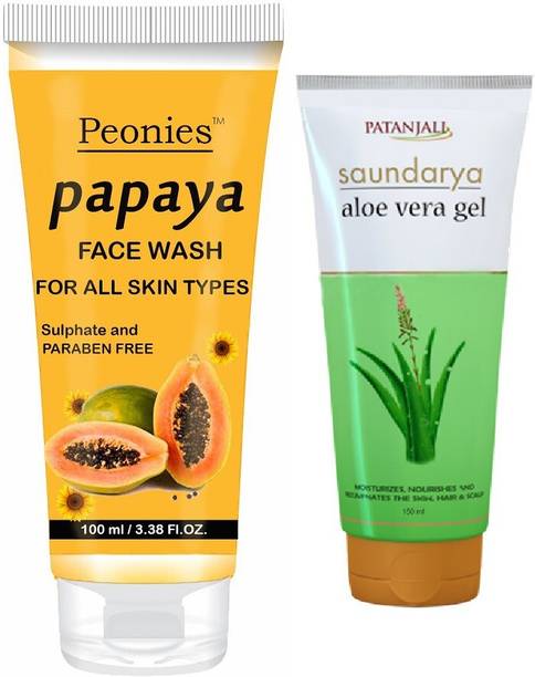 Peonies Papaya Face Wash 100ml & Saundarya Alovera Gel 150ml
