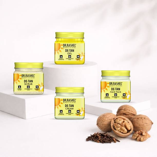 DR.RASHEL De-Tan Mini Jars Combo (Scrub, Gel, Cream, Face Pack)