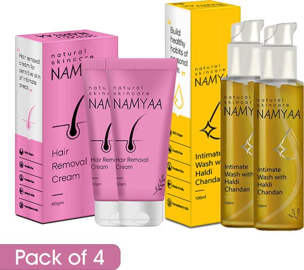 Namyaa Intimate Hygiene Care Set-Hair Removing Cream 120gm & Haldi Chandan Hygiene Wash 200ml