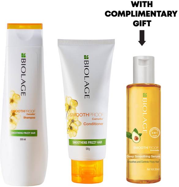 BIOLAGE Smoothproof Shampoo, Conditioner, 72HR Frizz Control, With Free Serum