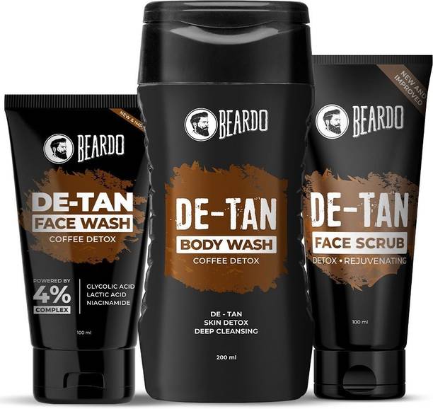 BEARDO De-Tan Kit For Men | Face Wash, Face Scrub & Body Wash | Coffee & Aloe Extracts