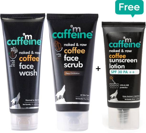 mCaffeine Free Sunscreen Lotion with Dirt & Tan Removal Coffee Face Wash & Face Scrub