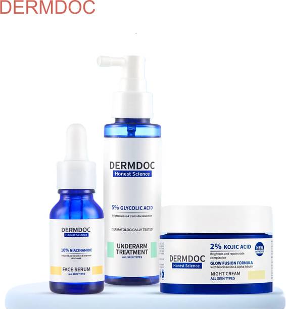 DermDoc 3-in-1 Skincare Combo: Night Cream, Niacinamide Serum & Spray