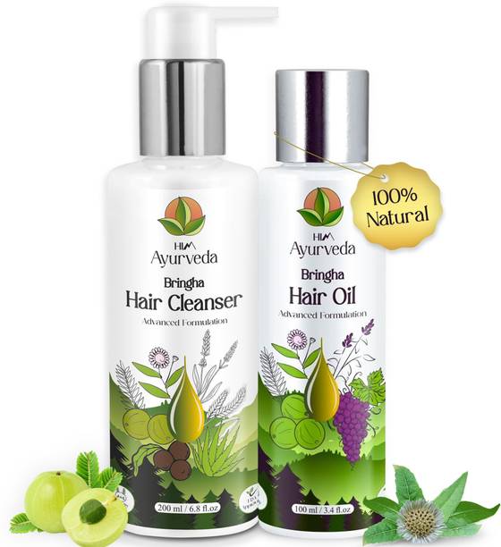 HIM AYURVEDA Bhringraj Hair Combo (Pack of Bhringraj oil and Shampoo|for Men and Women|