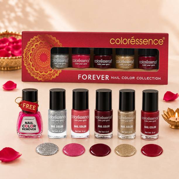 COLORESSENCE Forever Nail Paint Kit with Bridal & Festive Shades | Free Nail Paint Remover