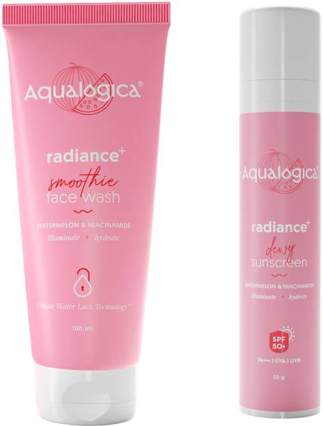 Aqualogica Radiance+ Blemish-free Duo - Face Wash(100g) and Sunscreen SPF 50 (50g) with Watermelon & Niacinamide