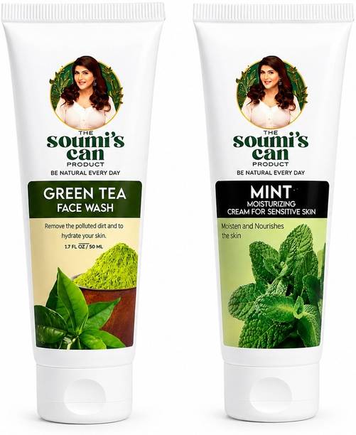 The Soumi's Can Product Green Tea Face Wash 50ml & Mint Moisturizing Cream 50ml