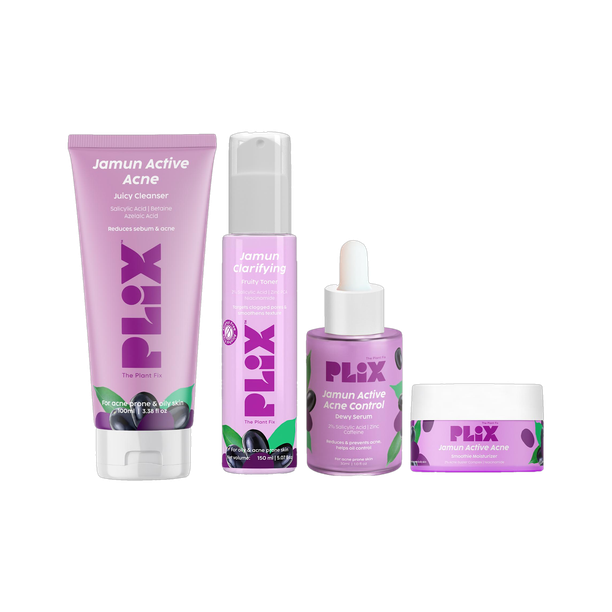 The Plant Fix Plix Jamun Active Acne Regime, Toner, Cleanser, 2% Salicylic Acid Serum & Moisturizer