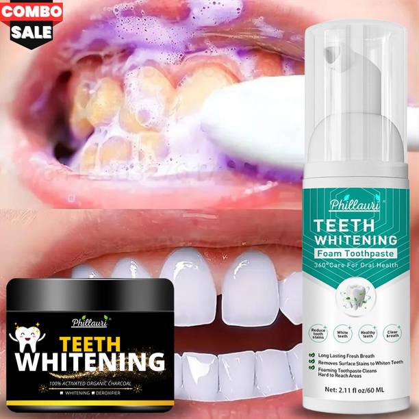 Phillauri Teeth Whitening Foam & Powder Combo for a Brighter Smile