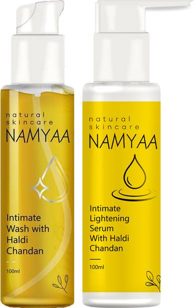 नम्या Haldi Chandan Intimate Glow Kit - For Dark Intimate Area | Serum 100ml & Wash 100ml