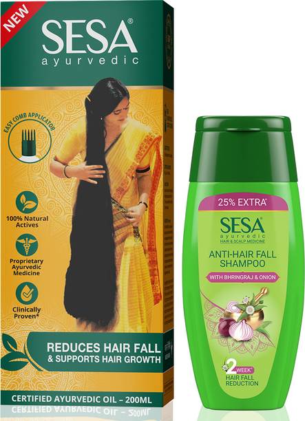 सेसा Ayurvedic Growth Oil 200ml + Anti-Hair Fall Shampoo 100ml (Combo Pack of 2)