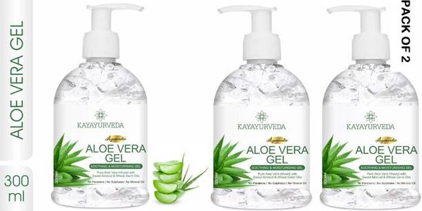 KAYAYURVEDA 100% Pure Aloe Vera Gel - Repairing & Soothing for Face (300 ml) + 100% Pure Aloe Vera Gel for glowing Skin & Hair (600 ml)