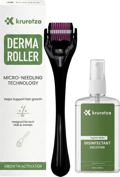 krurotza derma roller 0.5 mm with disinfect for hair regrowth & skin ageing (50 ml)