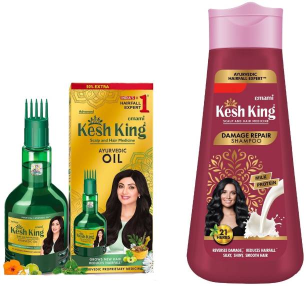 Kesh King Ayurvedic Oil 300ml + Damage Repair Shampoo 340ml