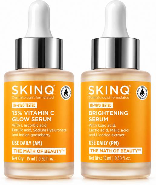 SKINQ Vitamin C Glow Serum & Brightening Serum Combo | 15% Vitamin C + Kojic Acid