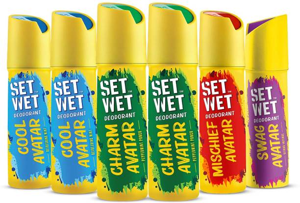 SET WET Cool, Charm, Swag & Mischief Avatar Deodorant & Body Spray Perfume, Pack of 6 Deodorant Spray  -  For Men
