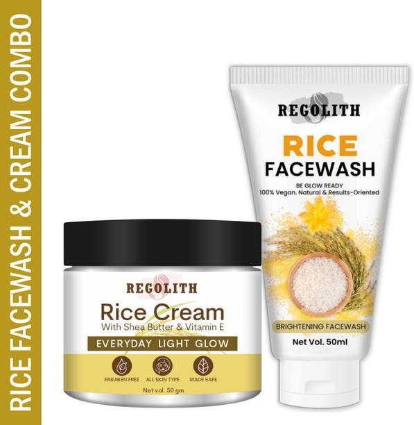 Regolith Rice Face Wash and Cream Combo for Instant Brightening and Glow
