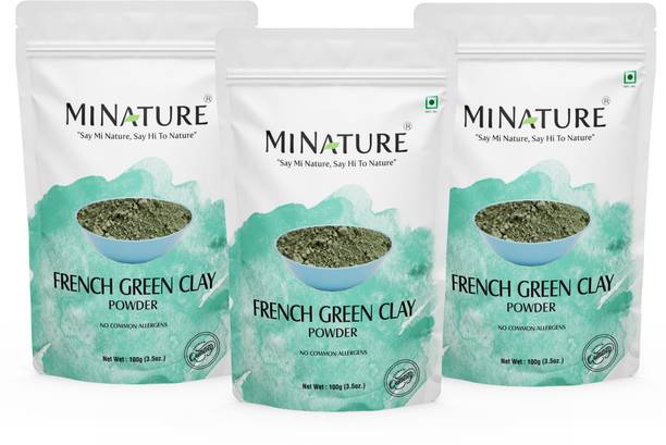 mi nature Pack of 3 French Green Clay Powder |Montmorillonite for Skin Care |100gm Each)